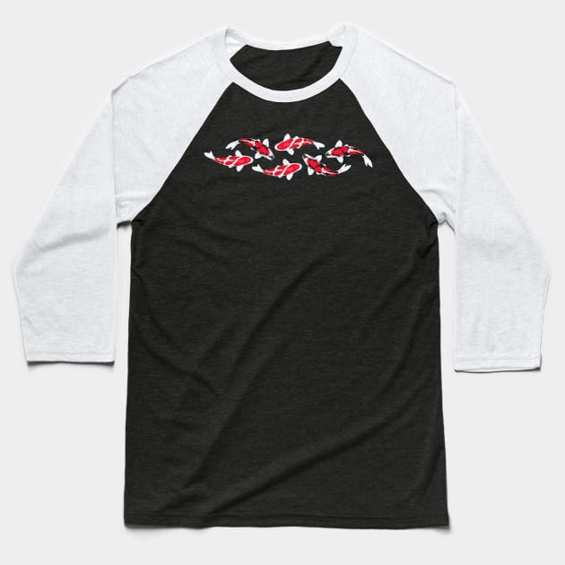 Koi Fish Blimp Shape Baseball T-Shirt by Koiartsandus